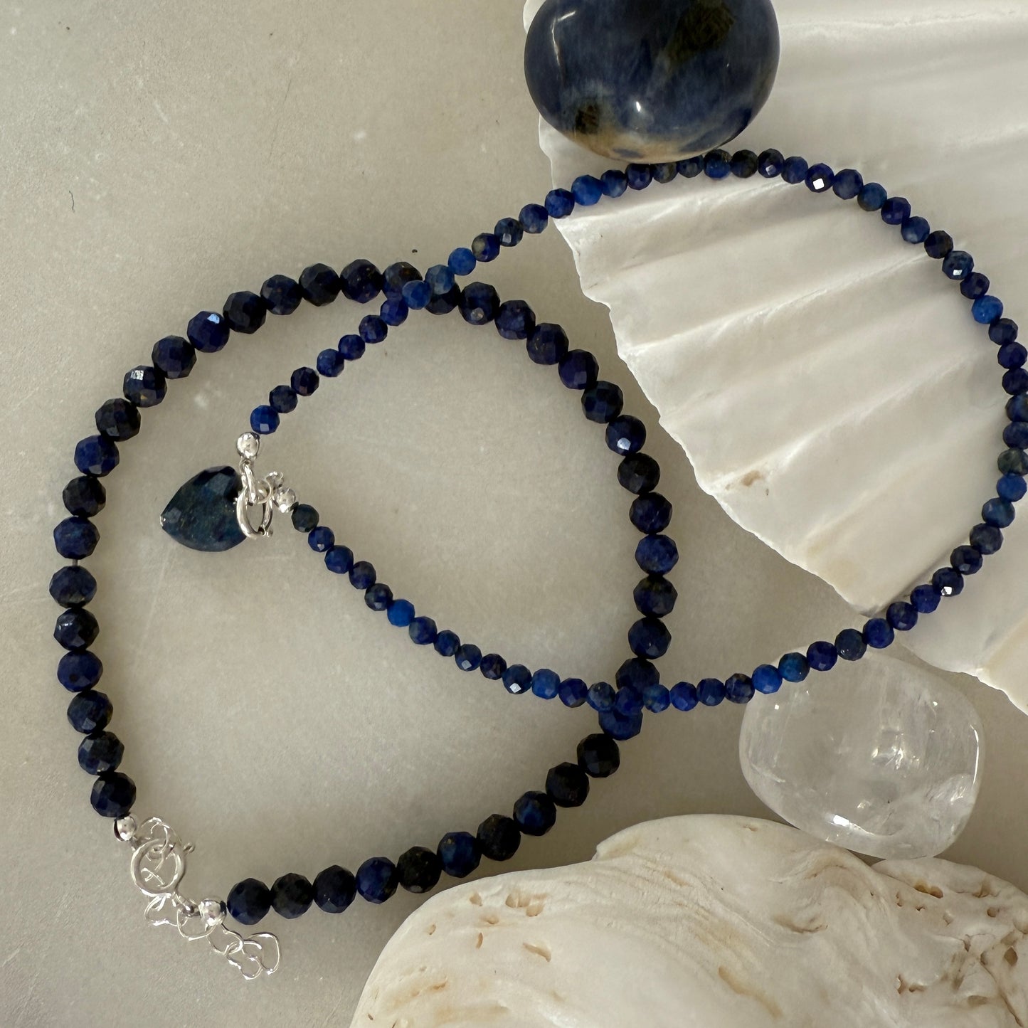Lapis Lazuli Beaded Bracelet, Silver Bracelet, Birthstone Jewellery