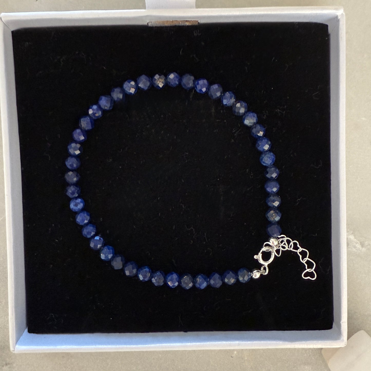 Lapis Lazuli Beaded Bracelet, Silver Bracelet, Birthstone Jewellery