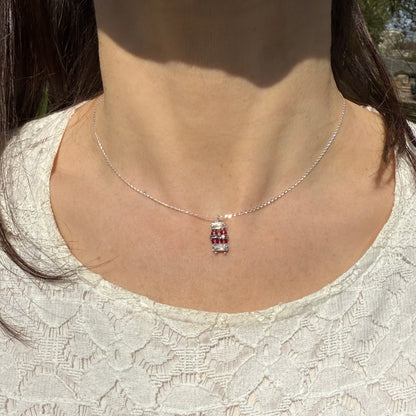 Red Jade Charm Necklace, Minimalist Silver Pendant Chain Choker Necklace