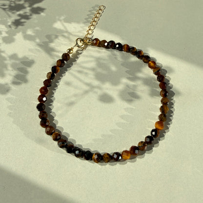 Tigers Eye Gold Bracelet 4mm