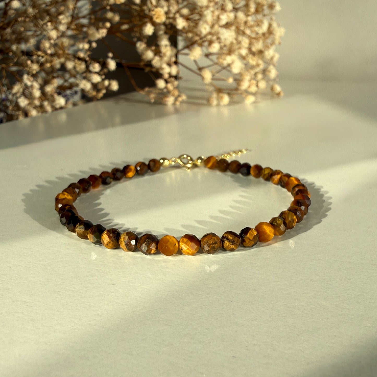 Tigers Eye Gold Bracelet 4mm