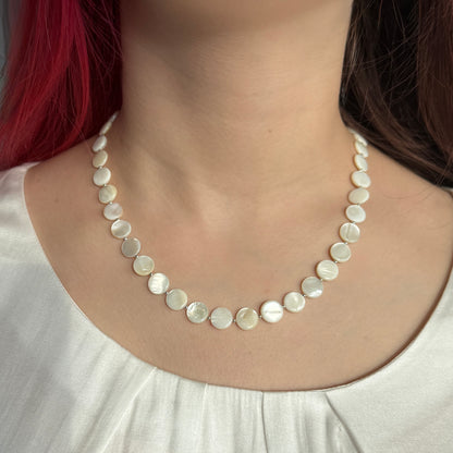 Mother of Pearl Necklace, June Birthstone Beaded Silver Necklace, Mothers Day Anniversary Birthday Christmas Personalized Gift For Her, Ultra Jewellery