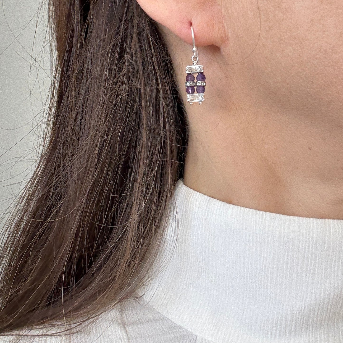 Purple Amethyst Silver Earrings