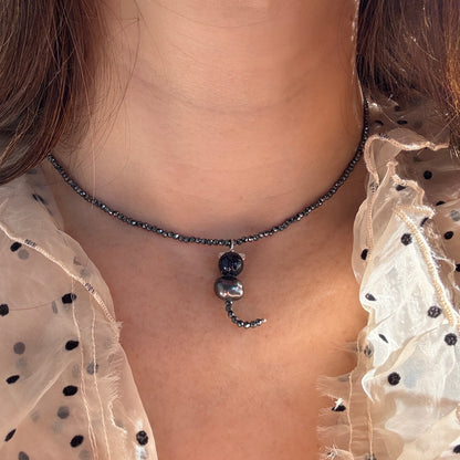 Black Cat Charm Choker Necklace