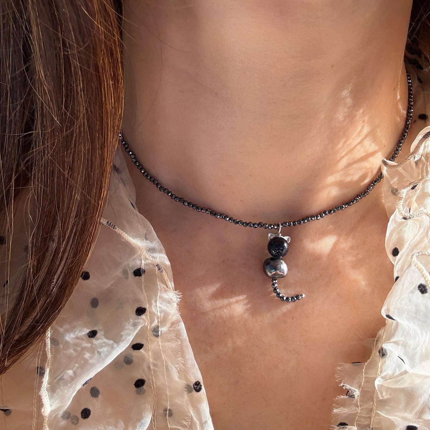 Black Cat Charm Choker Necklace