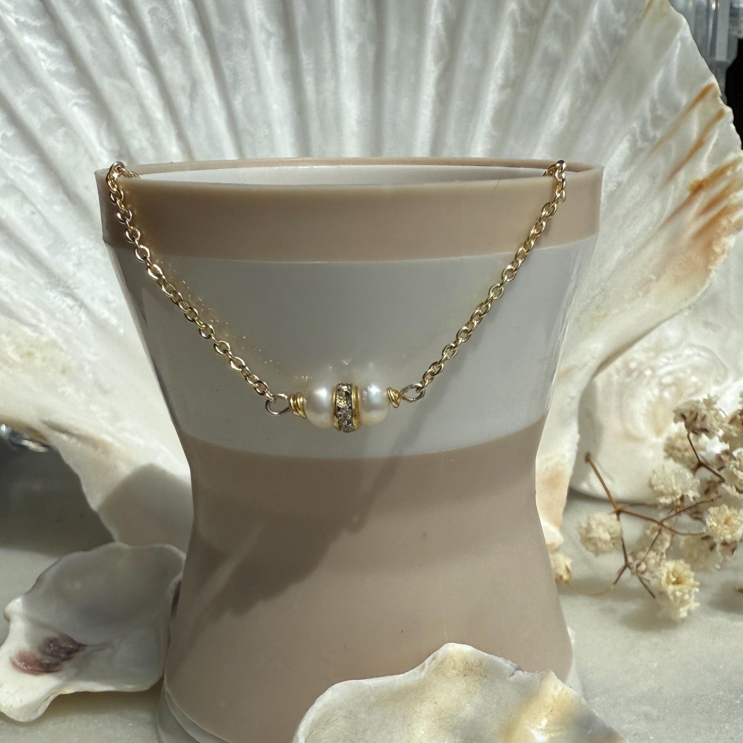 Minimalist Charm Pearl Gold Chain Necklace
