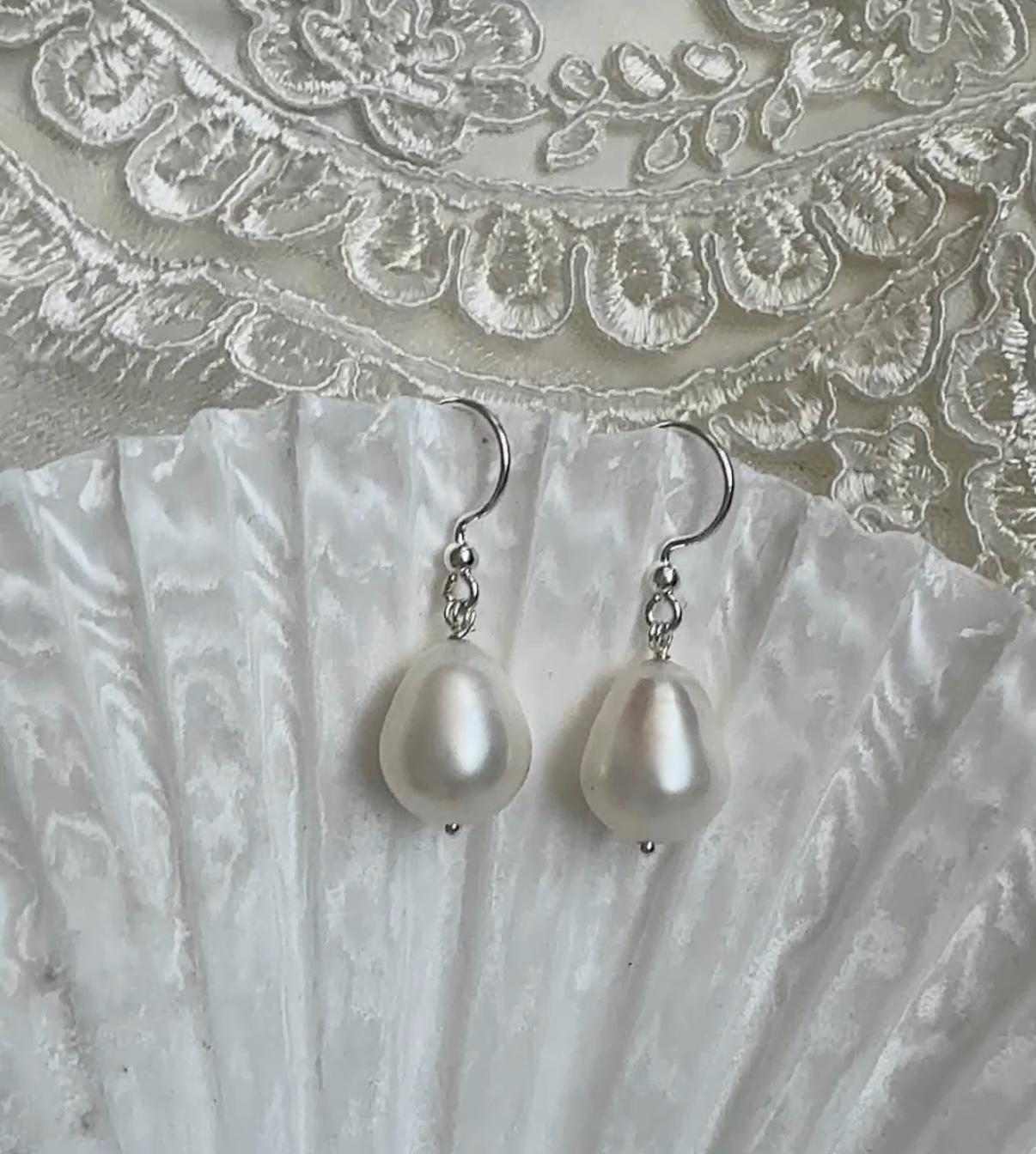 Baroque Pearl Long Drop Silver Earrings