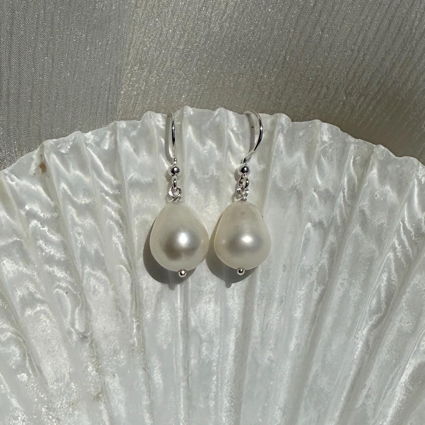 Baroque Pearl Long Drop Silver Earrings