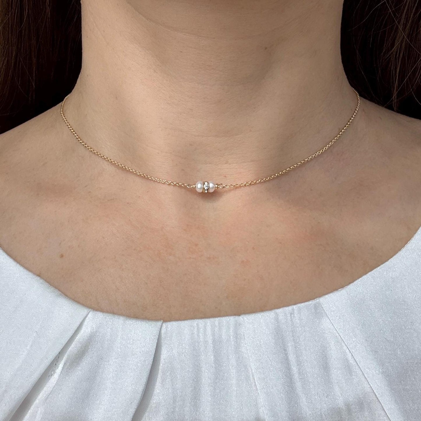 Minimalist Charm Pearl Gold Chain Necklace