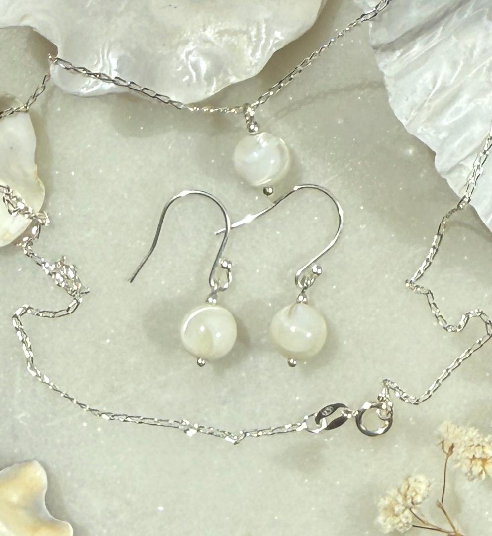 Mother of Pearl Silver Drop Earrings