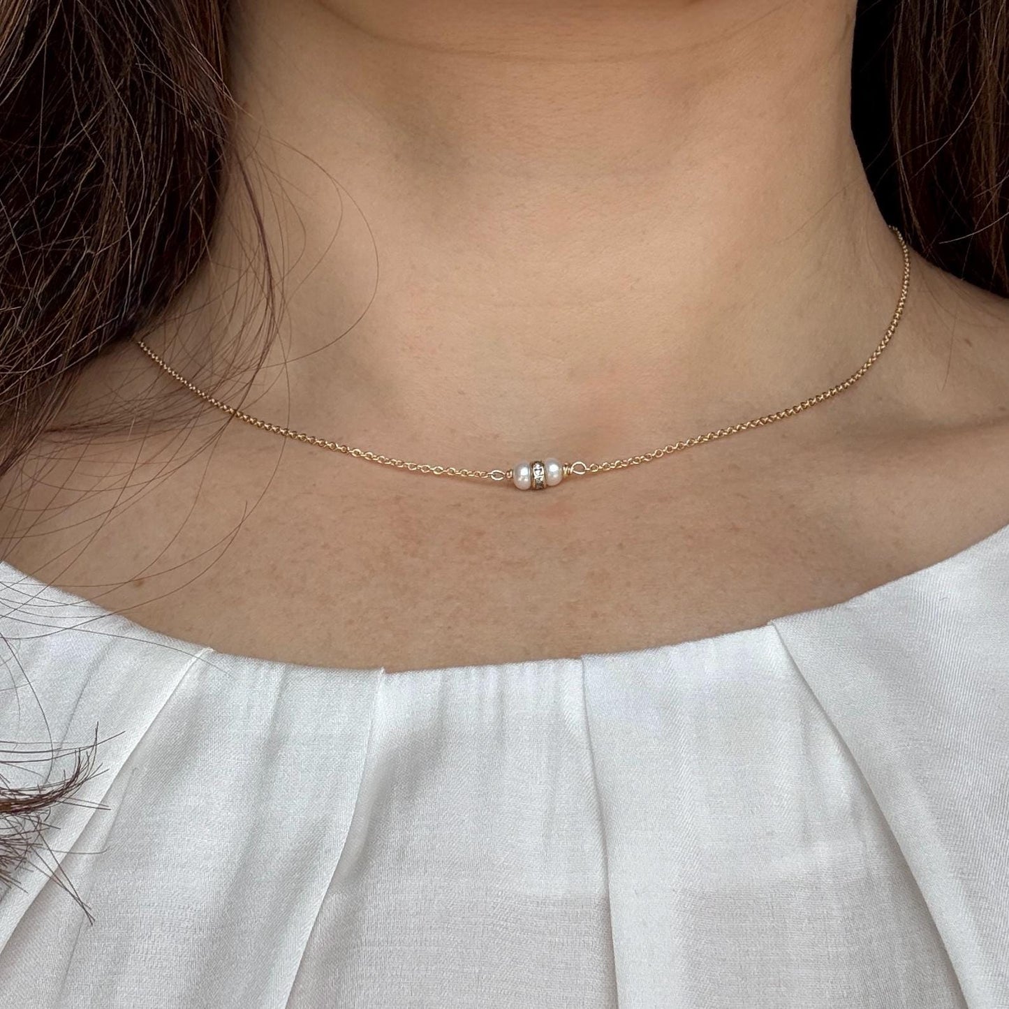 Minimalist Charm Pearl Gold Chain Necklace