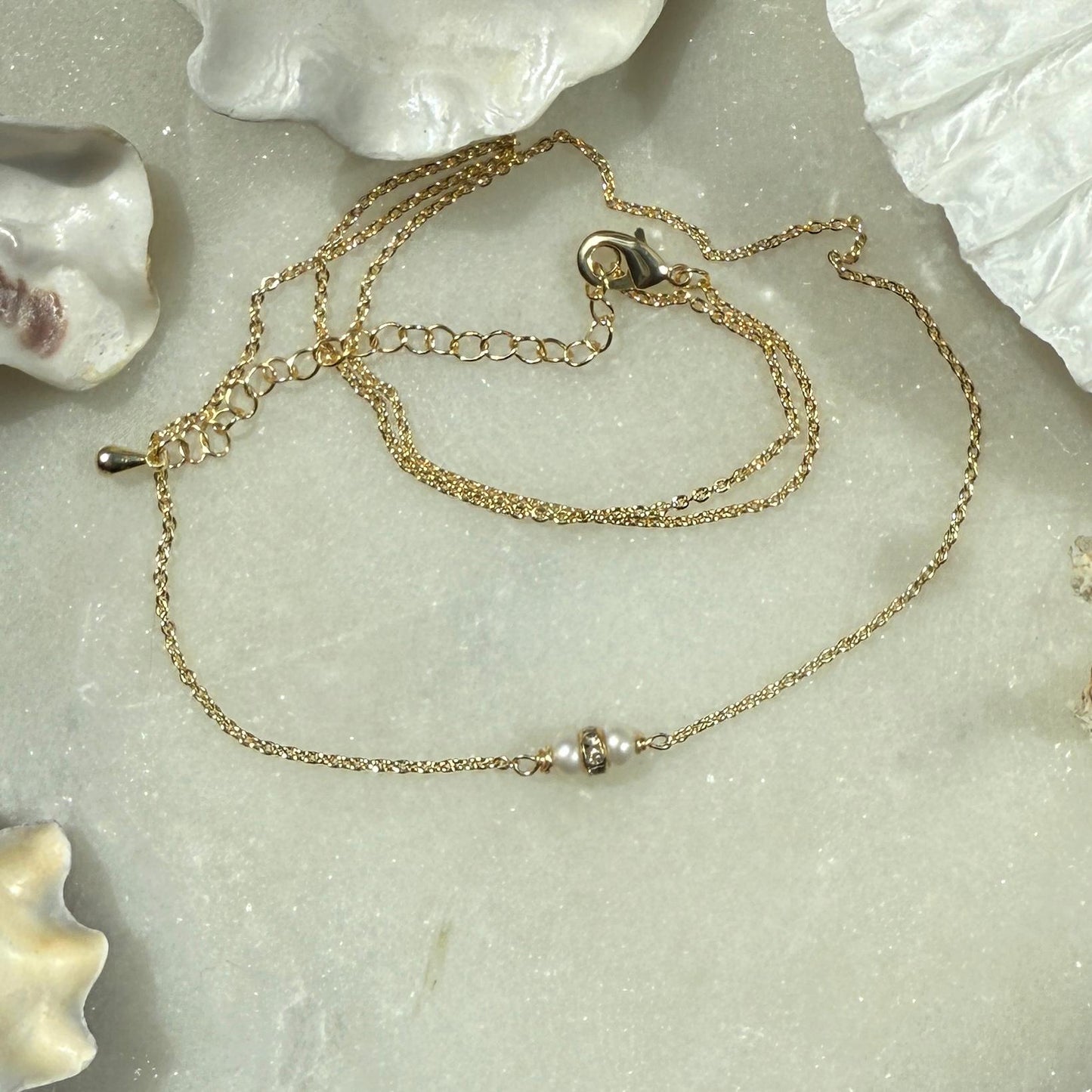 Minimalist Charm Pearl Gold Chain Necklace