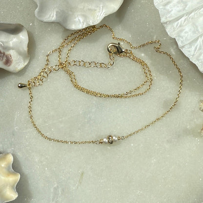 Minimalist Charm Pearl Gold Chain Necklace