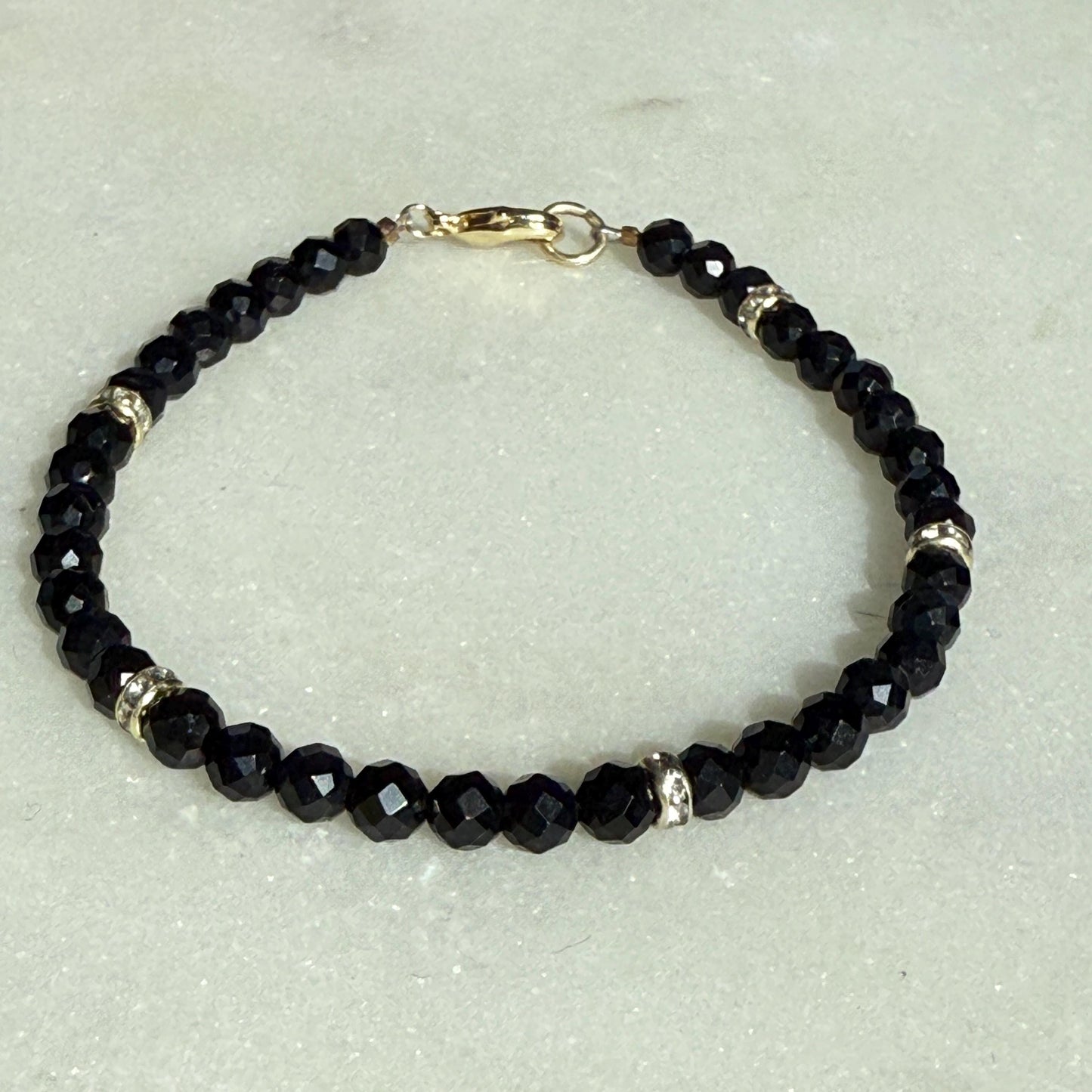 Onyx Silver Bracelet, Friendship Black Birthstone Bracelet