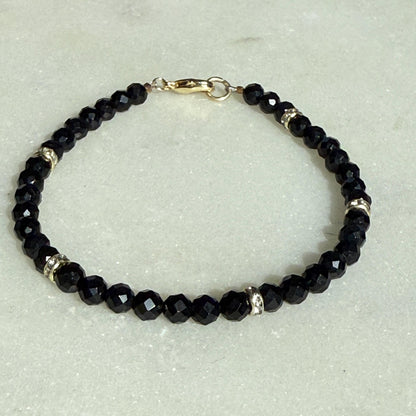 Onyx Silver Bracelet, Friendship Black Birthstone Bracelet