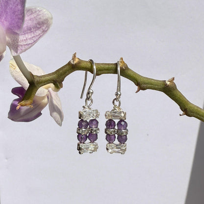 Purple Amethyst Silver Earrings