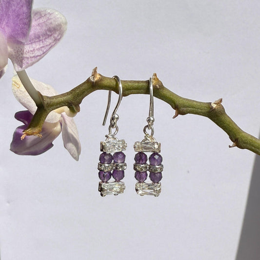 Purple Amethyst Silver Earrings