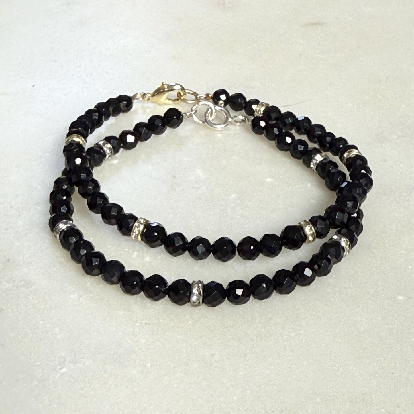 Onyx Silver Bracelet, Friendship Black Birthstone Bracelet