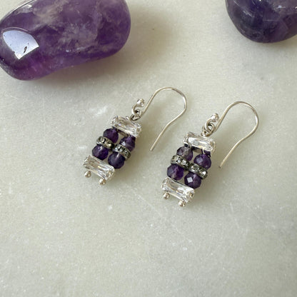 Purple Amethyst Silver Earrings