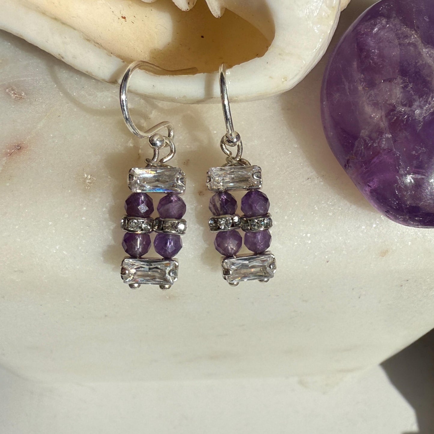 Purple Amethyst Silver Earrings