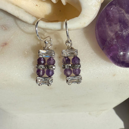 Purple Amethyst Silver Earrings