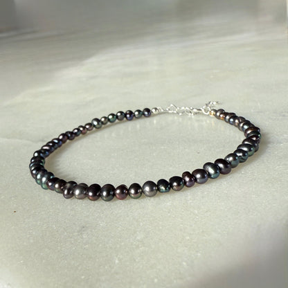 Pearl Bracelet, Sterling Silver Heart Bracelet