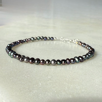 Pearl Bracelet, Sterling Silver Heart Bracelet