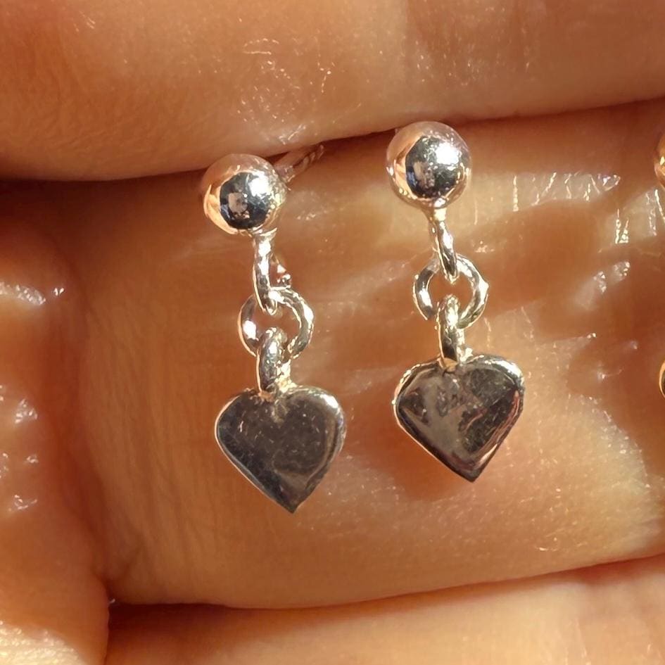 Heart Stud Earrings, Minimalist Delicate Silver Earrings, Gold Earrings
