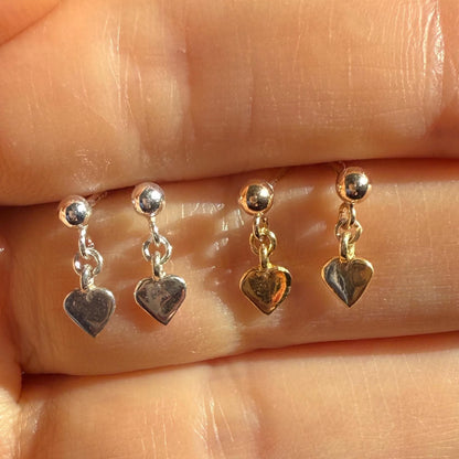 Heart Stud Earrings, Minimalist Delicate Silver Earrings, Gold Earrings