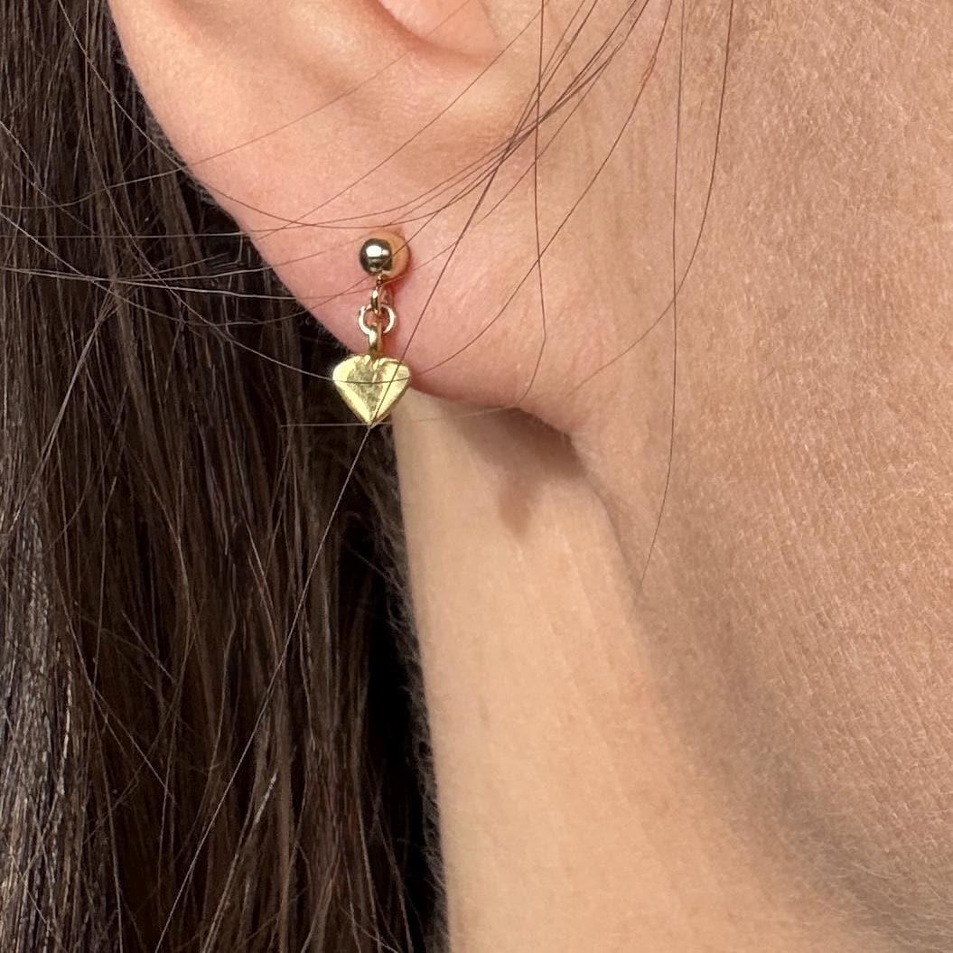Heart Stud Earrings, Minimalist Delicate Silver Earrings, Gold Earrings