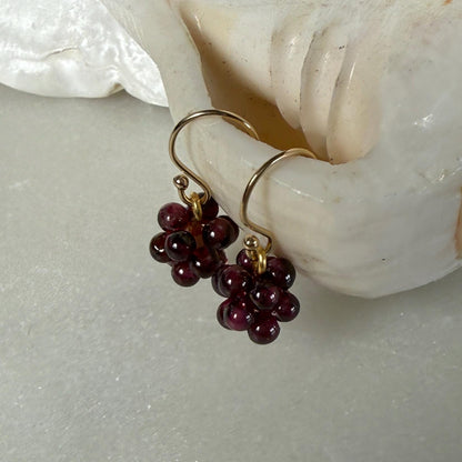 Garnet Gold Earrings, Birthstone Jewelry, Dangle Gemstone Earrings