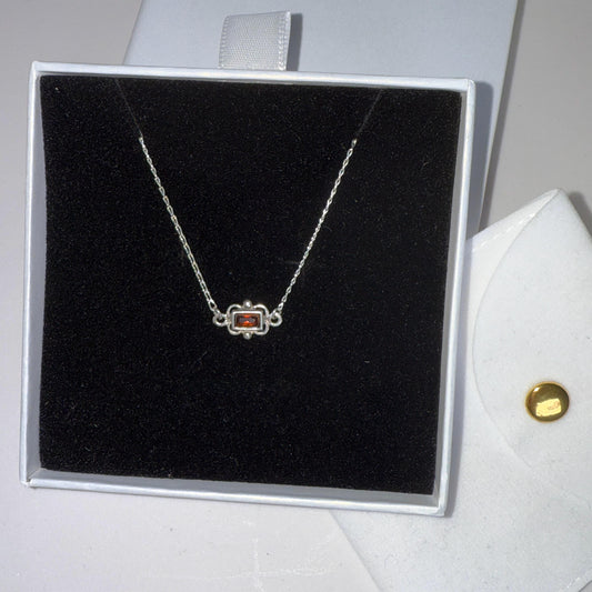 Dainty Garnet Choker Necklace, Tiny Pendant Birthstone Necklace with Silver Chain