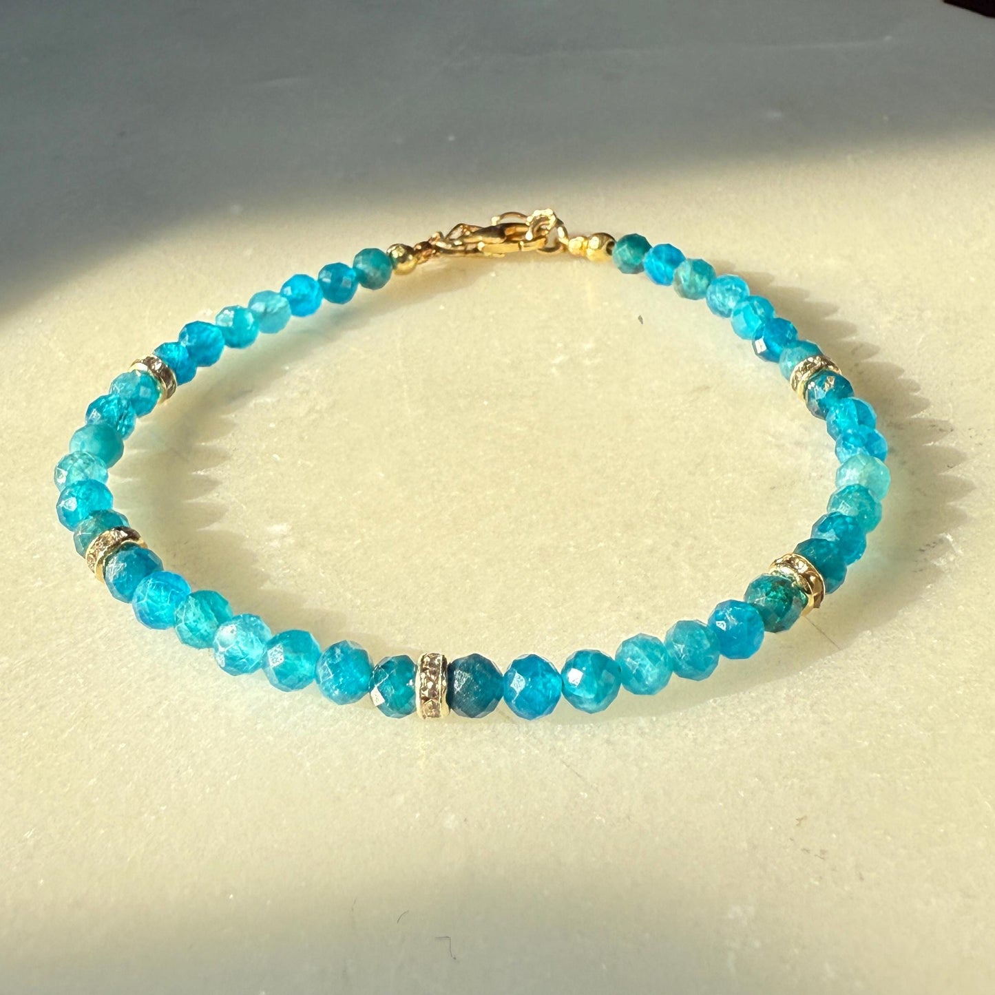 Blue Apatite Crystal Bracelet, Birthstone Silver Bracelet, Friendship Bracelet