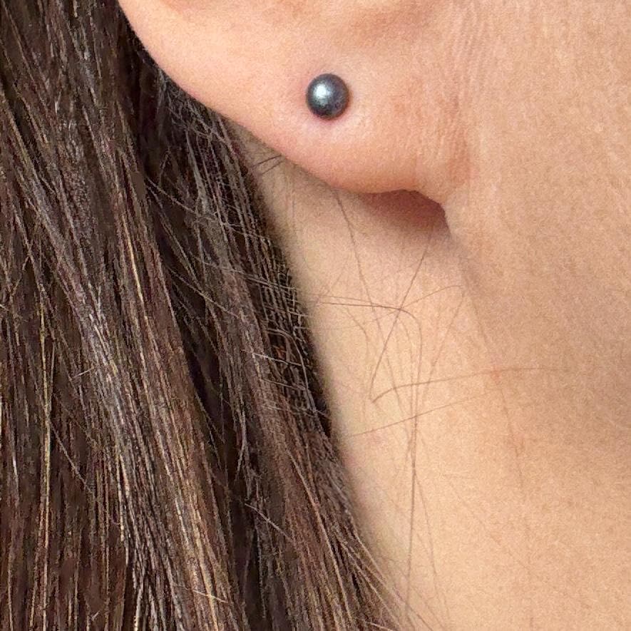 Pearl Stud Earrings, Minimalist Delicate Silver Earrings