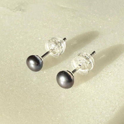 Pearl Stud Earrings, Minimalist Delicate Silver Earrings