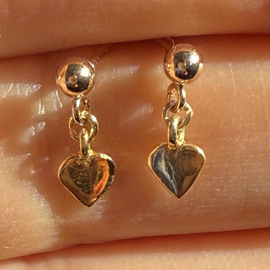 Heart Stud Earrings, Minimalist Delicate Silver Earrings, Gold Earrings