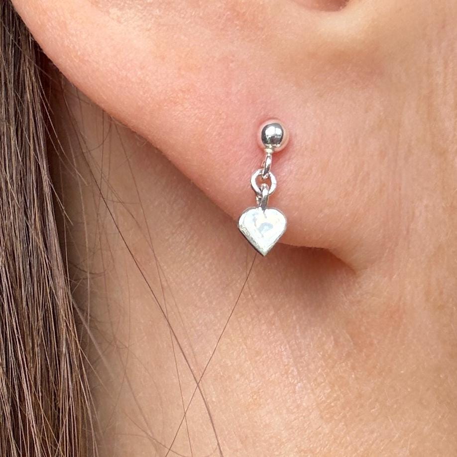 Heart Stud Earrings, Minimalist Delicate Silver Earrings, Gold Earrings