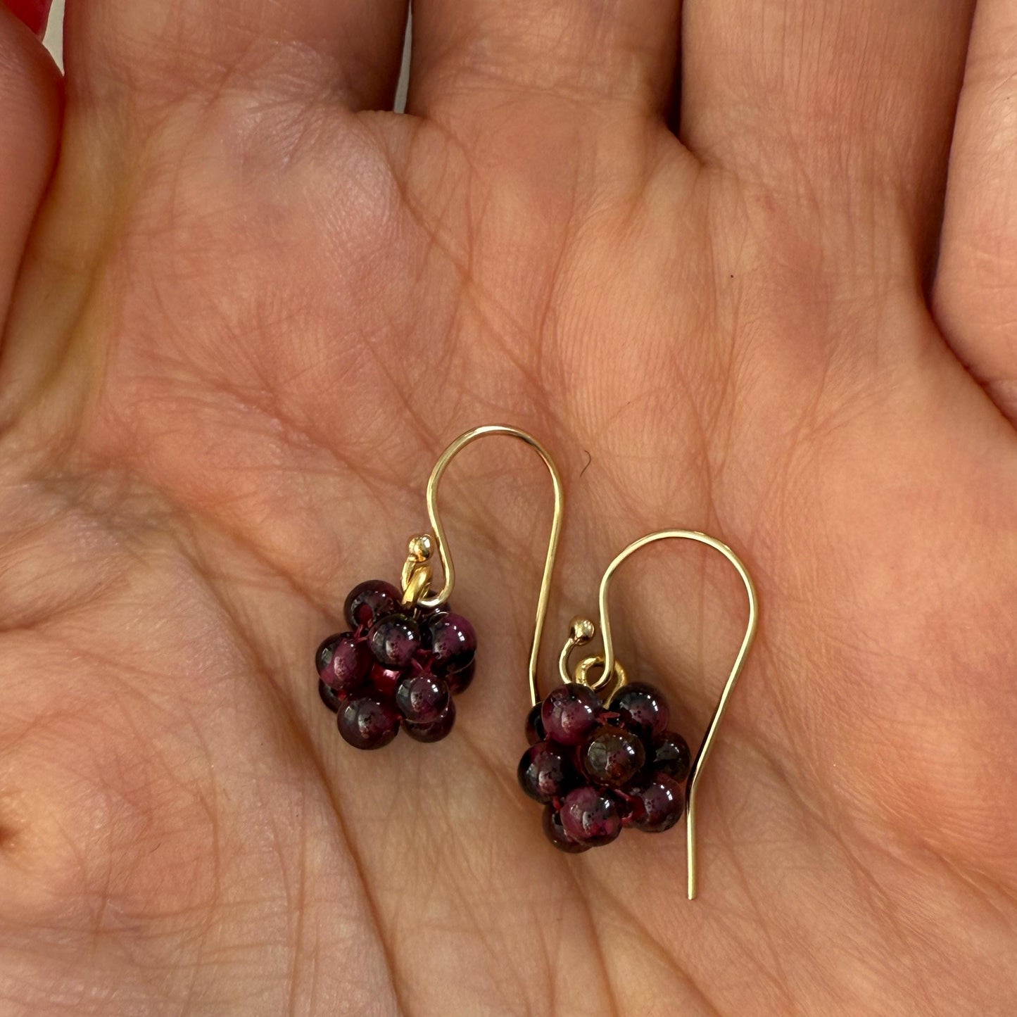 Garnet Gold Earrings, Birthstone Jewelry, Dangle Gemstone Earrings
